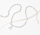 Diamonique Paperclip Link Initial Necklace Sterling Silver, A initial